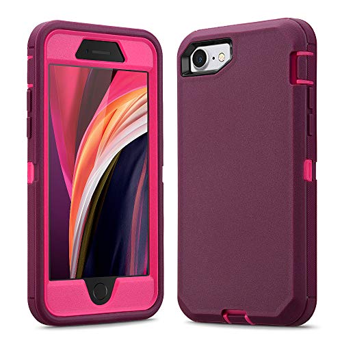 Colorful Defender Series iPhone SE 2022/2020/8/7 Case - Wine/Fuchsia