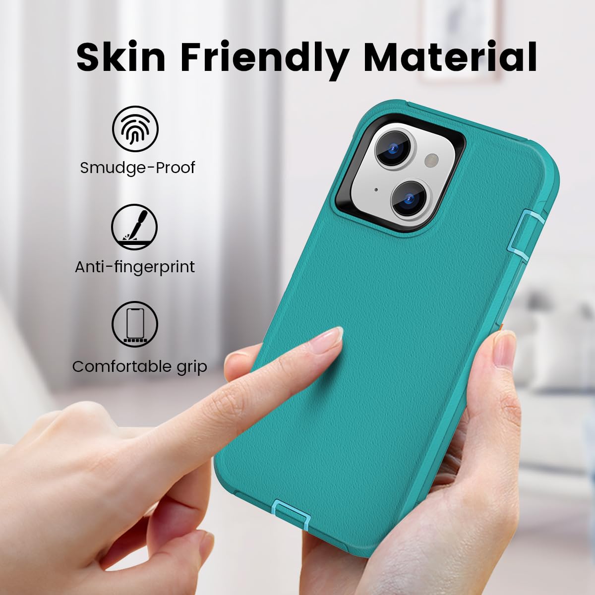 Colorful Defender Series iPhone 13 / 14 / 15 Case - Turquoise/Lt Blue