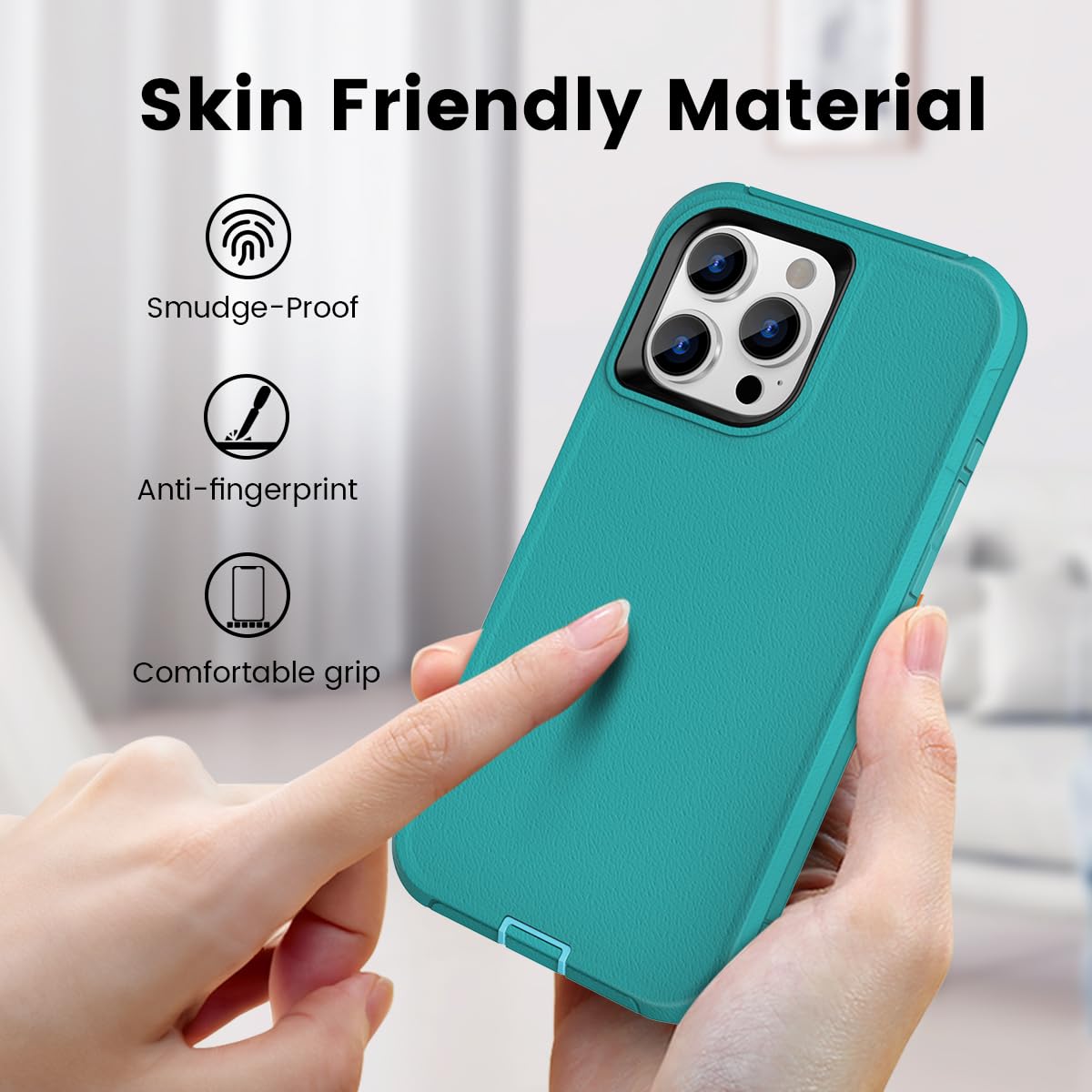 Colorful Defender Series iPhone 15 Pro Max Case - Turquoise/Lt Blue