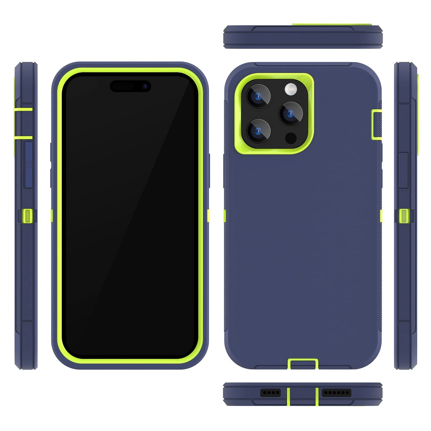 Colorful Defender Series iPhone 14 Pro Max Case - Navy/Lime