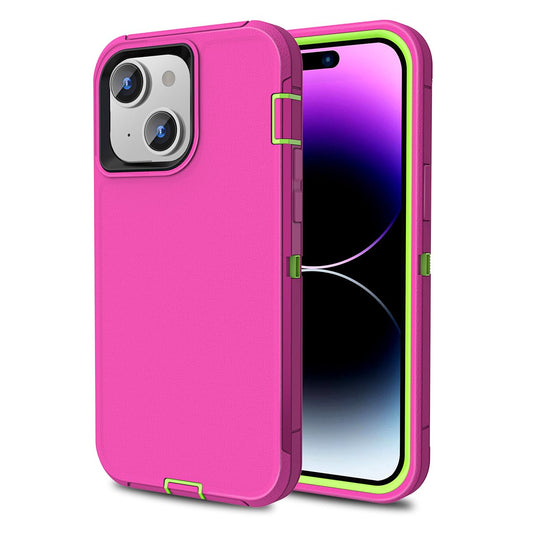 Colorful Defender Series iPhone 13 / 14 / 15 Case - Rose/Lime