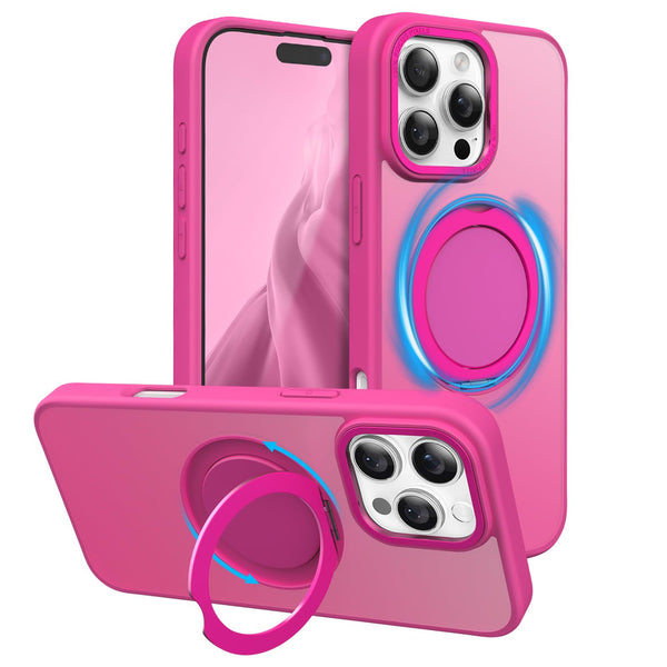 360° Ring Stand Magnetic for iPhone 15 Pro Max Case (Rose)