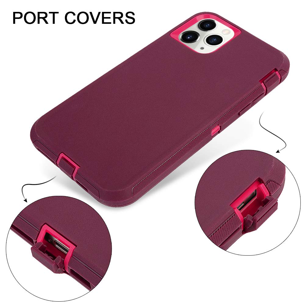 Colorful Defender Series iPhone 13 Pro Max Case / iPhone 12 Pro Max Case - Wine/Fuchsia