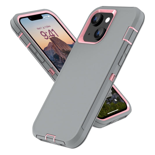 Colorful Defender Series iPhone 13 / 14 / 15 Case - Grey/Pink