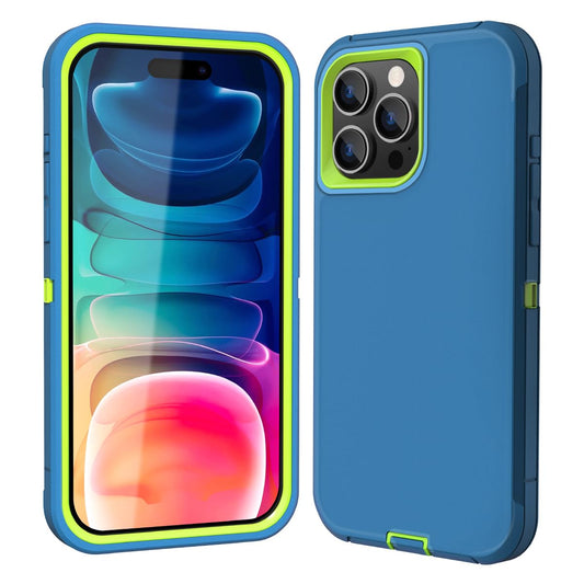 Colorful Defender Series iPhone 15 Pro Max Case - Teal/Lime