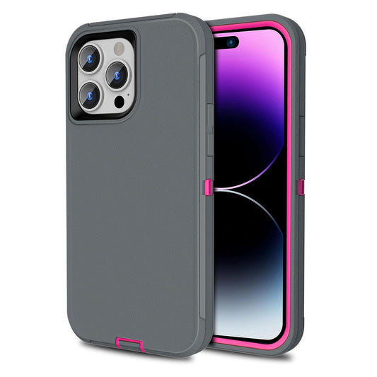 Colorful Defender Series iPhone 15 Pro Max Case - Dark Grey/Rose