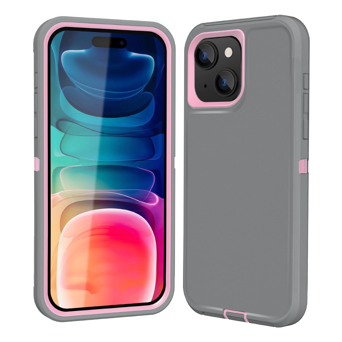 Colorful Defender Series iPhone 14 Plus / 15 Plus Case - Grey/Pink