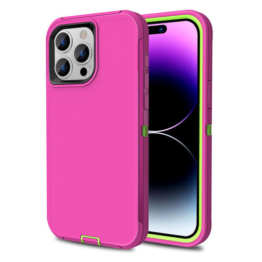 Colorful Defender Series iPhone 15 Pro Max Case - Rose/Lime