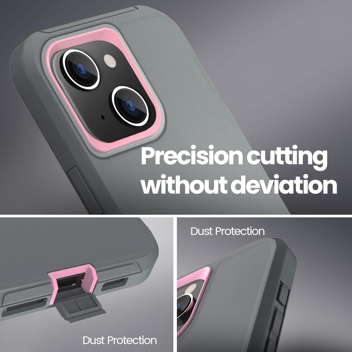 Colorful Defender Series iPhone 14 Plus / 15 Plus Case - Grey/Pink