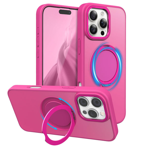 360° Ring Stand Magnetic for iPhone 16 Pro Max Case (Rose)