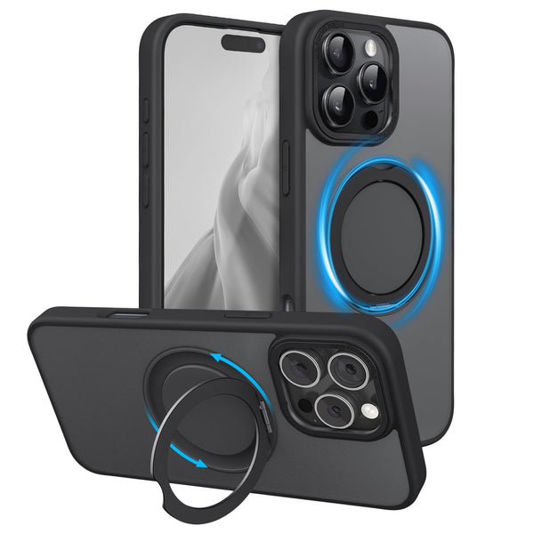 360° Ring Stand Magnetic for iPhone 16 Pro Max Case (Black)