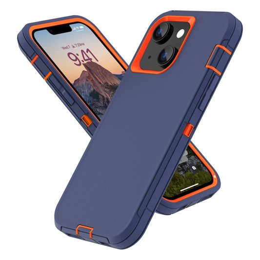 Colorful Defender Series iPhone 13 / 14 / 15 Case - Indigo/Orange