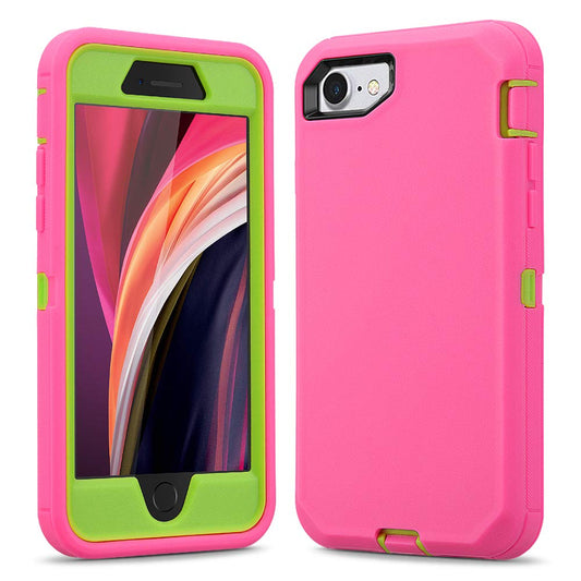 Colorful Defender Series iPhone SE 2022/2020/8/7 Case - Rose/Lime