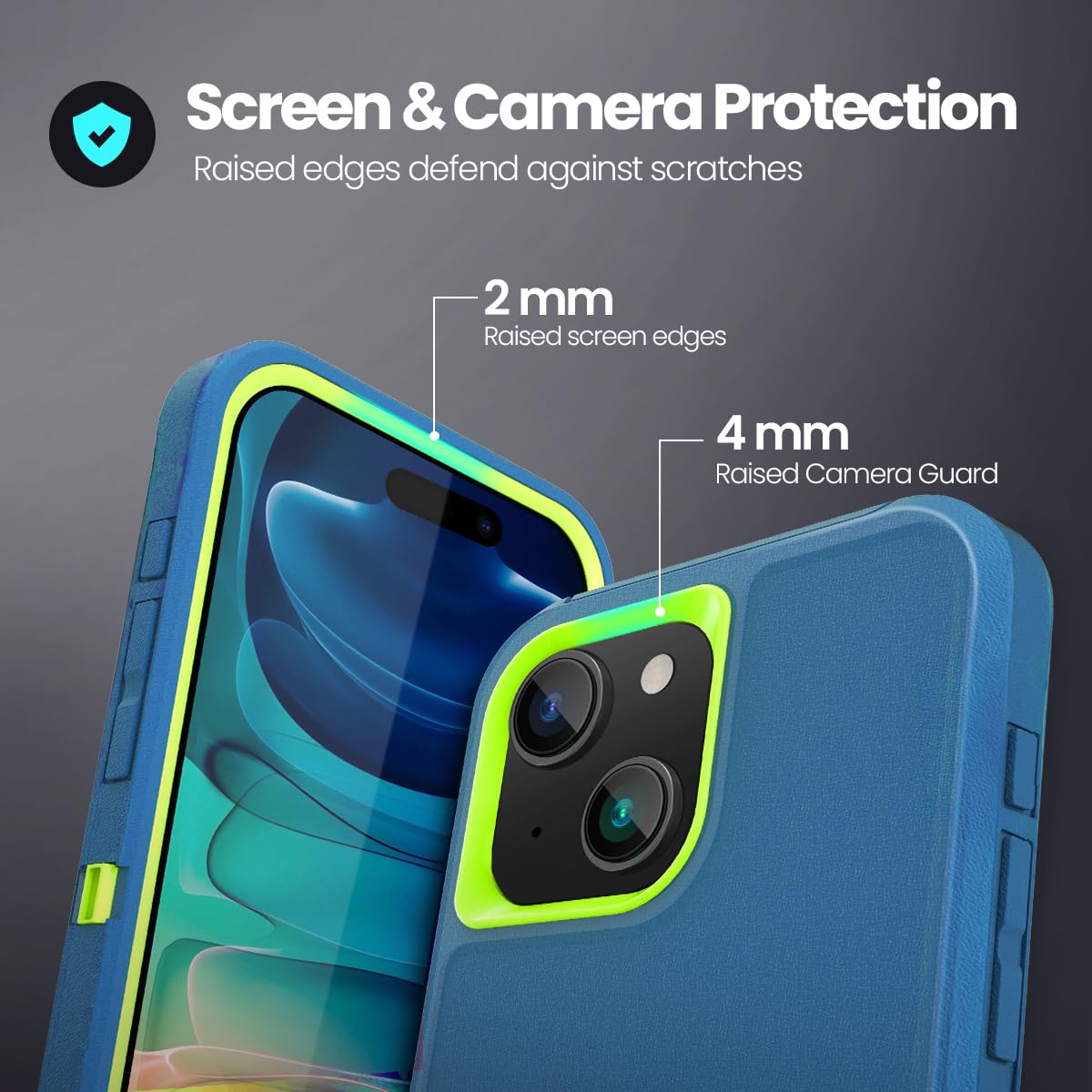 Colorful Defender Series iPhone 14 Plus / 15 Plus Case - Teal/Lime