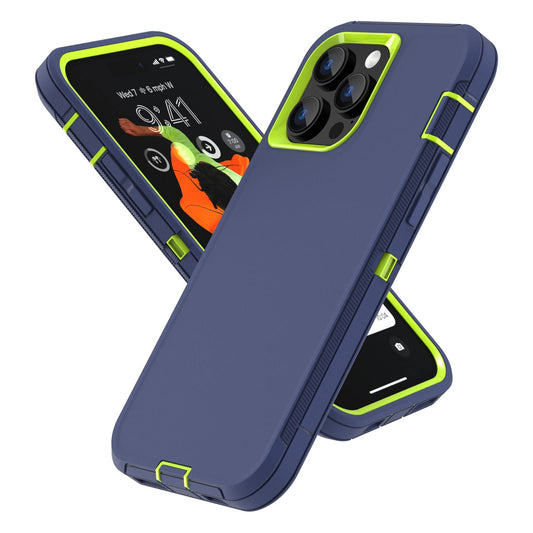 Colorful Defender Series iPhone 14 Pro Max Case - Navy/Lime