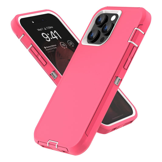Colorful Defender Series iPhone 13 Pro Max Case / iPhone 12 Pro Max Case - Rose/White