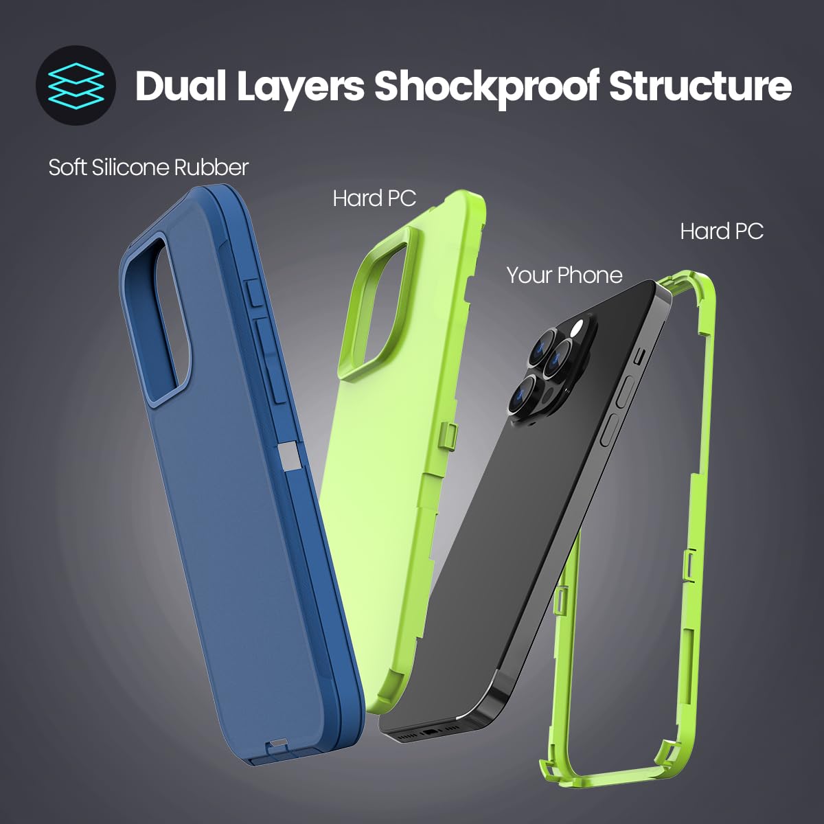 Colorful Defender Series iPhone 15 Pro Max Case - Teal/Lime