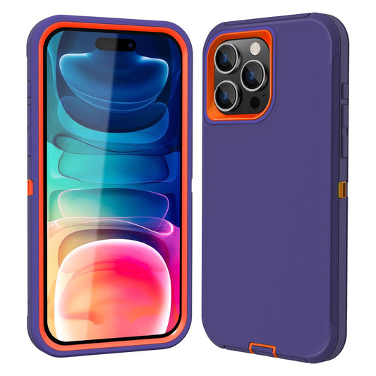 Colorful Defender Series iPhone 15 Pro Max Case - Purple/Orange