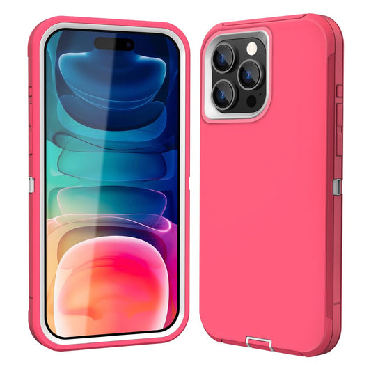 Colorful Defender Series iPhone 15 Pro Max Case - Rose/White