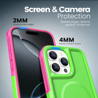 Tough Durable Cover for iPhone 16 Pro Max 6.9 inch with MagSafe - (Lime/Rose)
