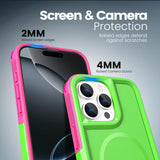 Tough Durable Cover for iPhone 16 Pro Max 6.9 inch with MagSafe - (Lime/Rose)