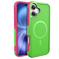 Tough Durable Cover for iPhone 16 Plus 6.7 inch with MagSafe - (Lime/Rose)
