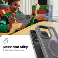 360° Ring Stand Magnetic for iPhone 15 Pro Max Case (Grey)