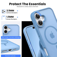 Slim Fit Translucent Matte Back for iPhone 16 Plus Case 6.7 Inch - (Blue)