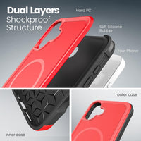 Tough Durable Cover for iPhone 16 Plus 6.7 inch with MagSafe - (Red/Black)