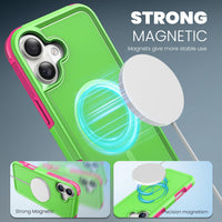 Tough Durable Cover for iPhone 16 Plus 6.7 inch with MagSafe - (Lime/Rose)