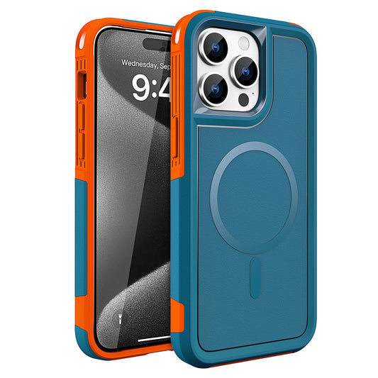 Tough Durable Cover for iPhone 15 Pro Max 6.7 with MagSafe - Teal/Orange