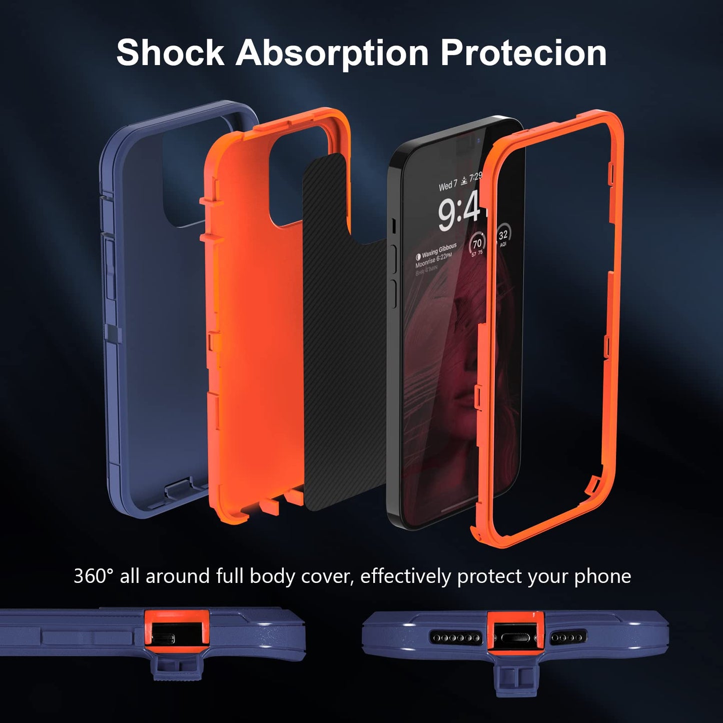 Colorful Defender Series iPhone 13 Pro Case - Indigo/Orange