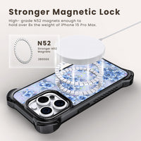 AirGuard Magsafe Series iPhone 15 Pro Max Case - Blue Flower
