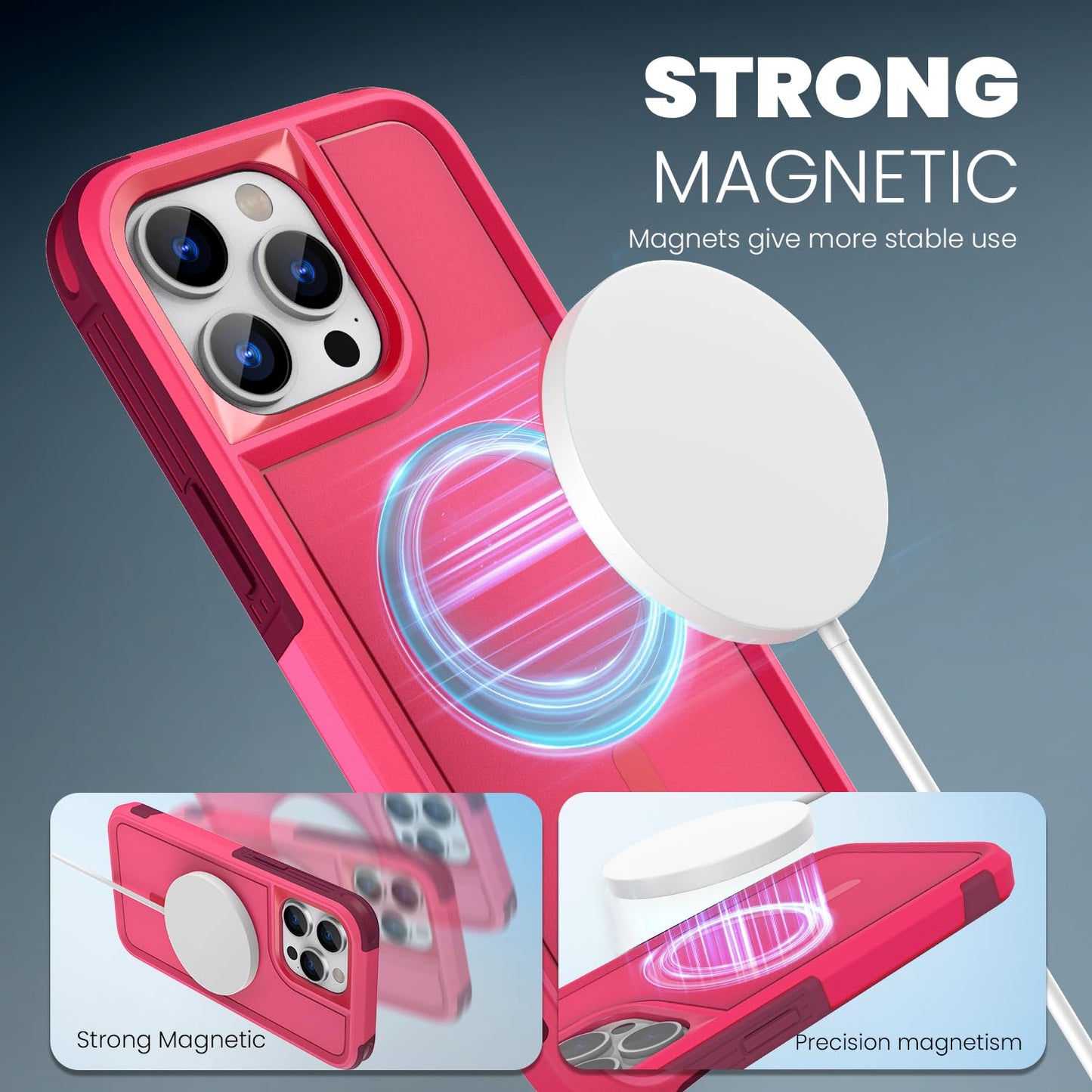 Tough Durable Cover for iPhone 15 Pro Max 6.7 with MagSafe - Rose/Crimson