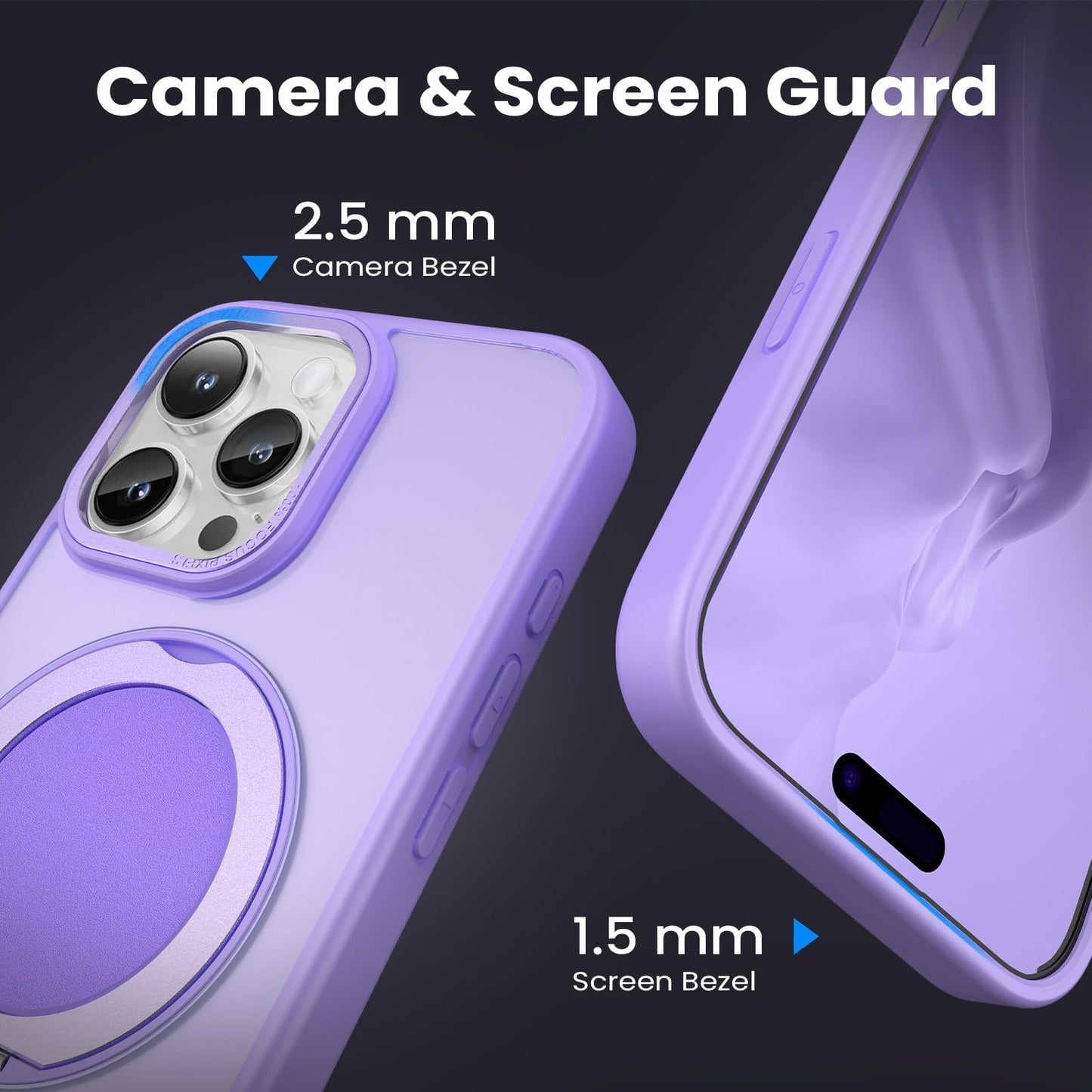 360° Ring Stand Magnetic for iPhone 16 Pro Max Case (Translucent Lilac)