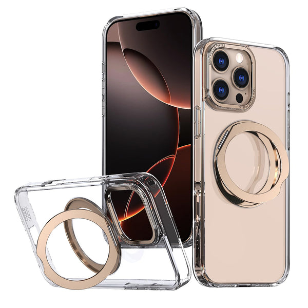 360° Ring Stand Magnetic for iPhone 16 Pro Max Case (Clear Desert)
