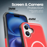 Tough Durable Cover for iPhone 16 Plus 6.7 inch with MagSafe - (Red/Black)