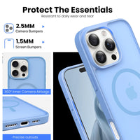 Slim Fit Translucent Matte Back for iPhone 16 Pro Max Case 6.9 Inch - (Blue)