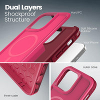 Tough Durable Cover for iPhone 15 Pro Max 6.7 inch with MagSafe - Rose/Crimson