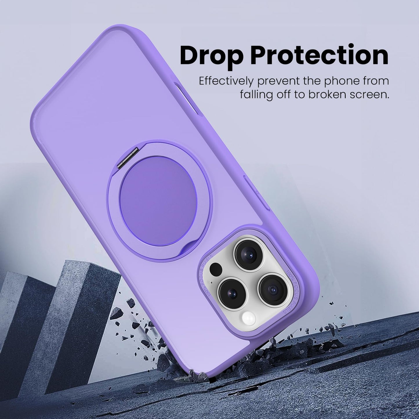 360° Ring Stand Magnetic for iPhone 16 Pro Max Case (Translucent Lilac)