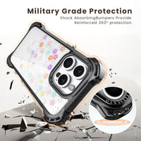 iPhone 15 Pro Max Case with 2 Pack Screen Protector Compatible with Magsafe - (Rhinestone Flower)