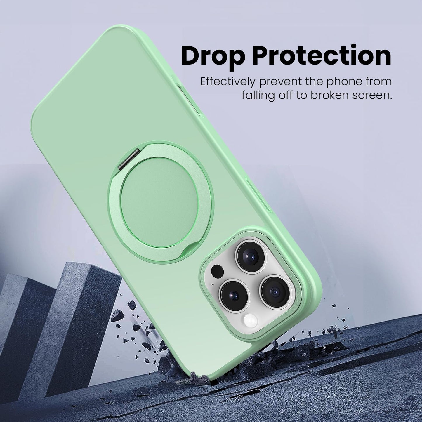 360° Ring Stand Magnetic for iPhone 16 Pro Max Case (Translucent Green)