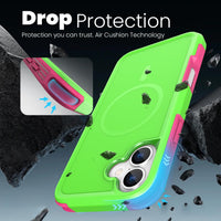 Tough Durable Cover for iPhone 16 Plus 6.7 inch with MagSafe - (Lime/Rose)