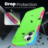 Tough Durable Cover for iPhone 16 Plus 6.7 inch with MagSafe - (Lime/Rose)