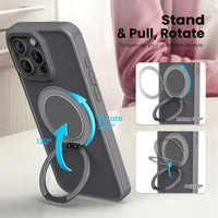 360° Ring Stand Magnetic for iPhone 15 Pro Max Case (Grey)