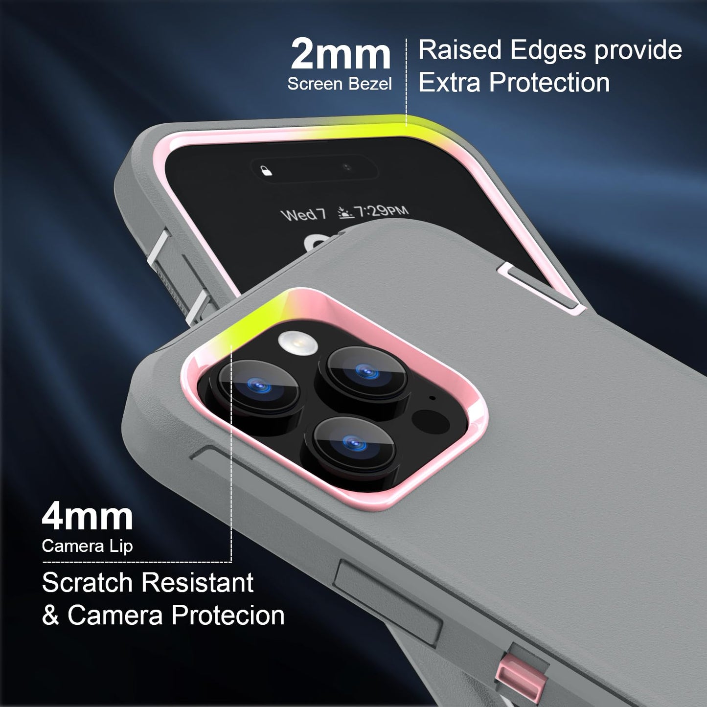 Colorful Defender Series iPhone 13 Pro Max Case / iPhone 12 Pro Max Case - Grey/Pink