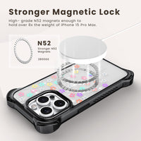 iPhone 15 Pro Max Case with 2 Pack Screen Protector Compatible with Magsafe - (Rhinestone Flower)