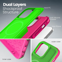 Tough Durable Cover for iPhone 15 Pro Max 6.7 inch with MagSafe - Lime/Rose