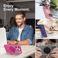 360° Ring Stand Magnetic for iPhone 15 Pro Max Case (Rose)