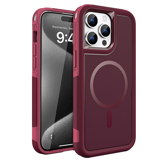 Tough Durable Cover for iPhone 15 Pro Max 6.7 with MagSafe - Wine/Crimson